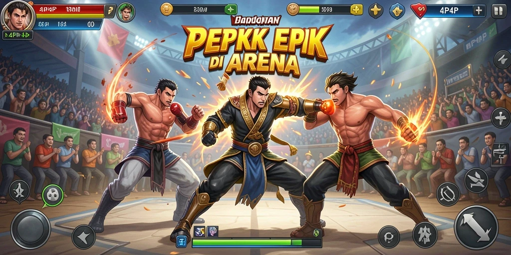 Tampilan gameplay seru pertarungan di 4P4P.