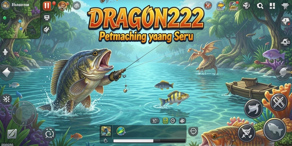 Screenshot gameplay <strong>DRAGON222</strong>, menunjukkan aksi seru memancing di lautan.