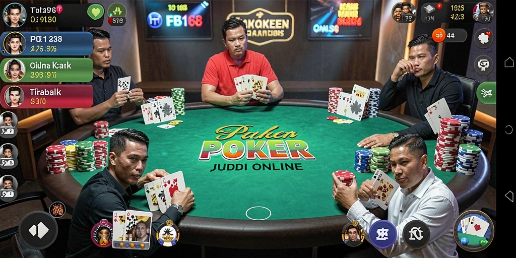Tampilan menarik dari gameplay Poker di FB168.