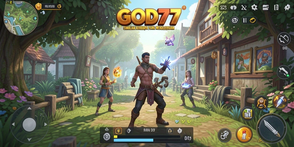 Screenshot GOD77 menampilkan gameplay simulasi yang menarik dan interaktif.