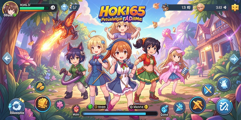 Screenshot menampilkan pertarungan seru di HOKI65 dengan karakter anime ikonik.
