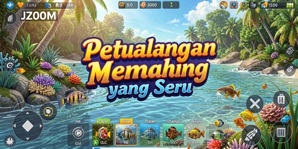 Tampilan gameplay J200M yang menakjubkan saat memancing.