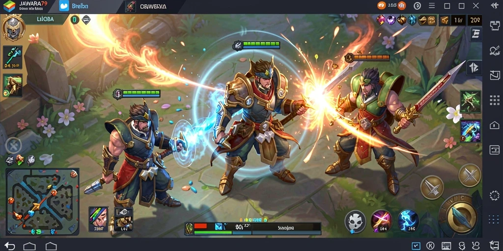 Tangkapan layar dari gameplay seru MOBA JAWARA79.