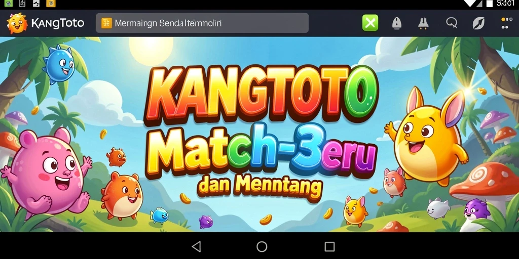 Tampilan gameplay KANGTOTO dengan kombinasi permata yang ceria.