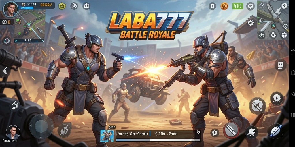 Tangkapan layar LABA777 menampilkan pertempuran intens di arena Battle Royale.