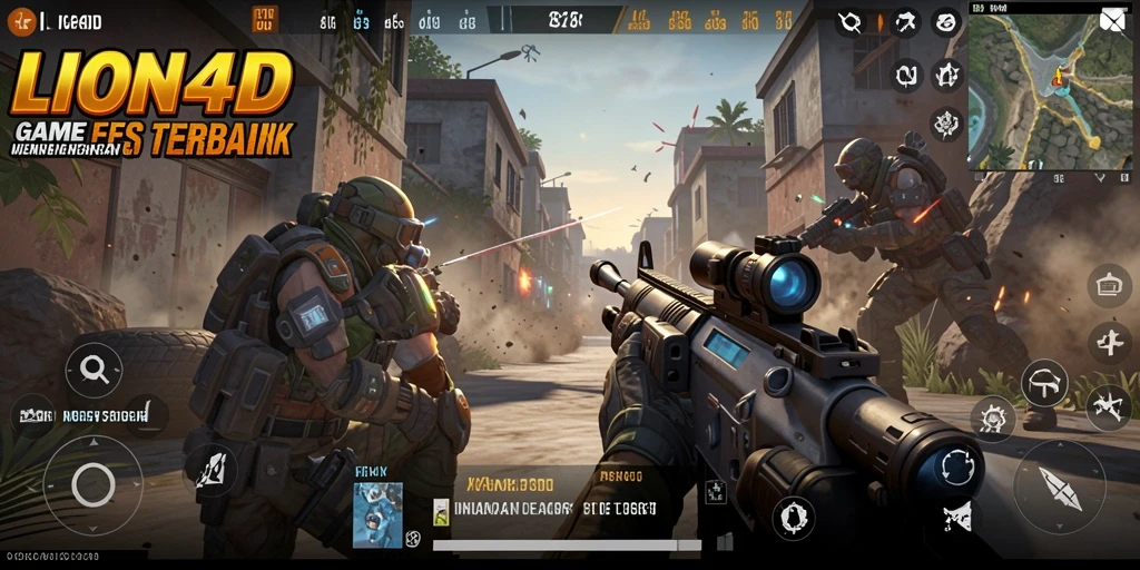 Screenshot LION4D menampilkan aksi seru dalam pertempuran FPS.