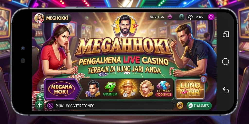 Tampilan permainan Live Casino MEGAHOKI dengan dealer dan pemain aktif.