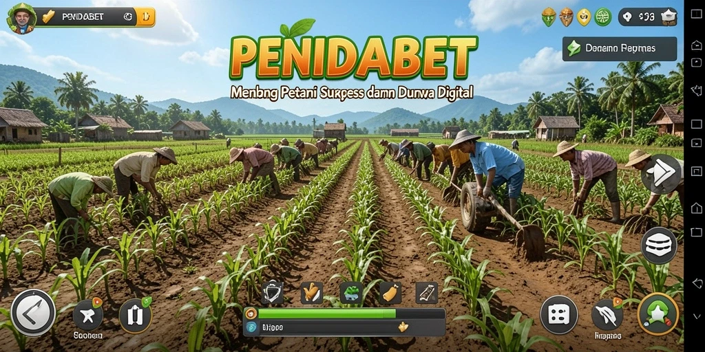 Tampilan screenshot utama PENIDABET menunjukkan ladang hijau subur dan aktivitas bertani yang menarik.