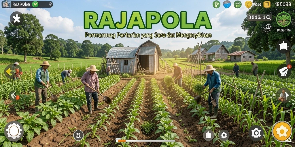 Tampilan menarik dari gameplay pertanian RAJAPOLA yang penuh warna.