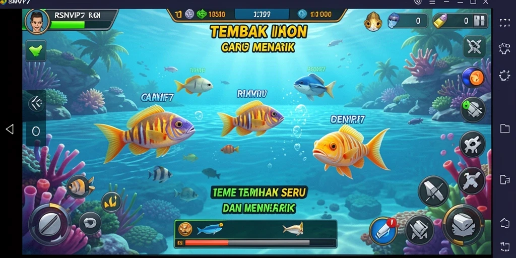 Tampilan gameplay RSNVIP7 dengan aksi menembak ikan yang seru.