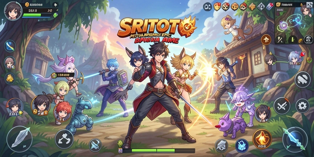 Screenshot gameplay SRITOTO menampilkan pertarungan seru dalam dunia Anime.