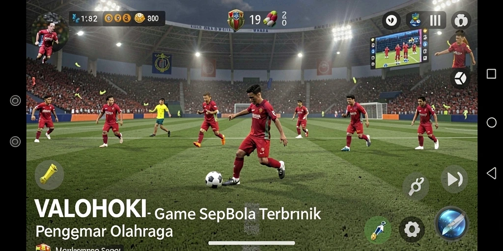 Gameplay VALOHOKI yang menampilkan aksi sepak bola nyata.