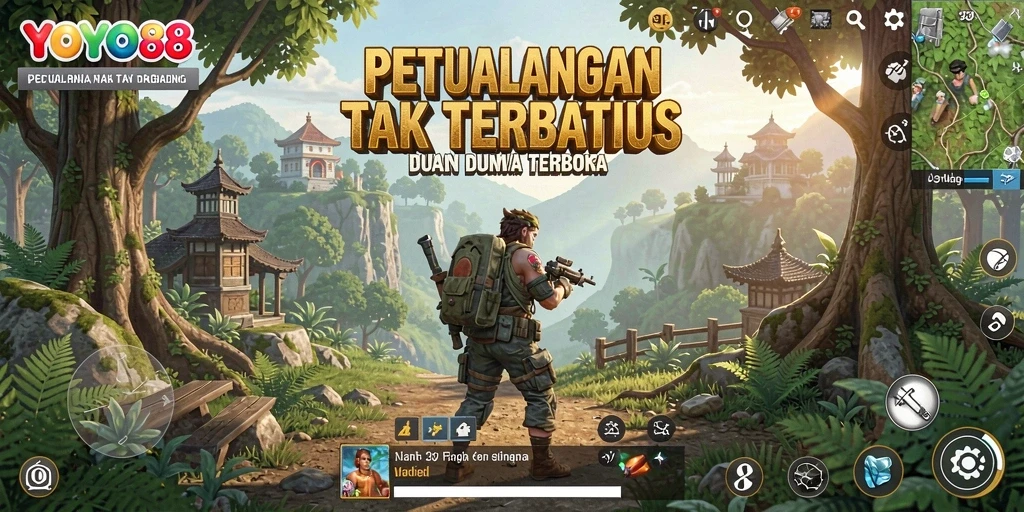 Screenshot gameplay YOYO88 menampilkan petualangan di dunia terbuka yang menakjubkan.